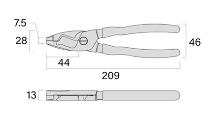 フジ矢 ケーブルペンチ 200mm (黒金) 製品図面
