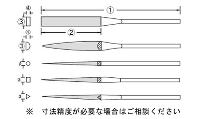 ロブテックス ダイヤモンドヤスリ (精密用S-5・5本組) 製品図面