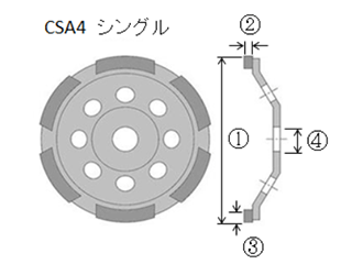 ロブテックス ダイヤモンドカップホイール(乾式)研削王 シングル (CSA4) 製品図面