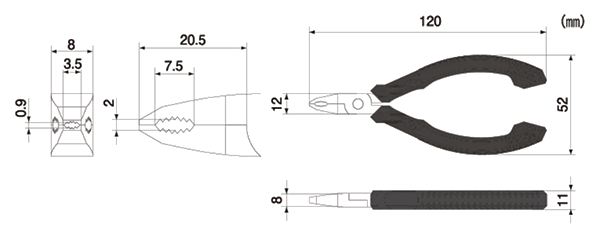 エンジニア PZ-57 ネジザウルス (M2)(対応ネジφ2～3.5mm) 製品図面