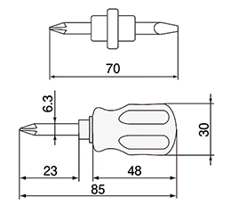 エンジニア ツインスター(+/-両頭ビットで1本2役)(全長85mm)(DST-05) 製品図面