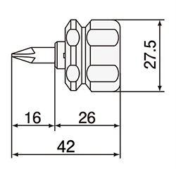 エンジニア 差替ミニスター(+/-両頭ビットで1本2役)(全長42mm)(DST-) 製品図面