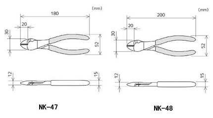 エンジニア 鉄腕ニッパー(強力ニッパー/穴なし)(NK-) 製品図面