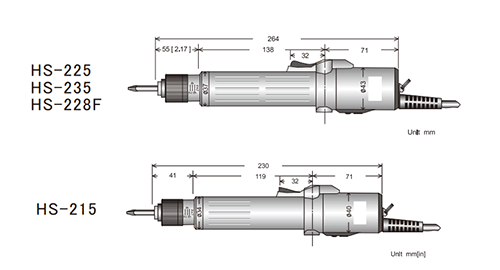 キリウス クッションクラッチ式電動ドライバー(HS-200シリーズ) 製品図面