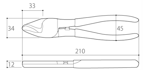 ツノダ VVFケーブルカッター(銅芯線のケーブル切断専用)(CA-26F) 製品図面