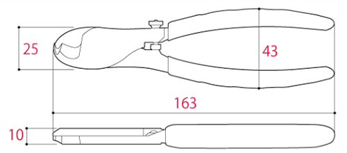 ツノダ ストリッパー付き ケーブルカッター(開き幅調整)(CS-22) 製品図面
