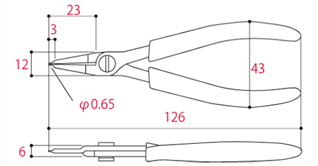 ツノダ スナップリング プライヤー穴用125mm (6～11mm用)(MSI) 製品図面