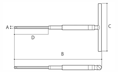 ツノダ T型クイックターンレンチ 4丁組セット(T型六角棒スパナ)(TL-4S) 製品図面