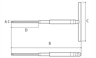 ツノダ T型クイックターンレンチ 5丁組セット(T型六角棒スパナ)(TL-5S) 製品図面