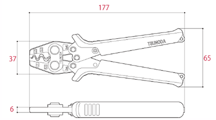 ツノダ 圧着工具 TP-5M (裸圧着端子・ 裸圧着スリーブ用/1.25/2/3.5/5.5㎟) 製品図面