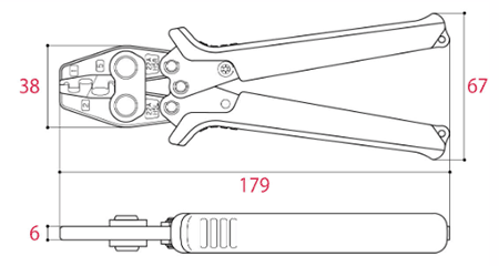 ツノダ 圧着工具 TPH-5 (絶縁被覆付閉端接続子用/CE 1/CE 2/CE 5) 製品図面