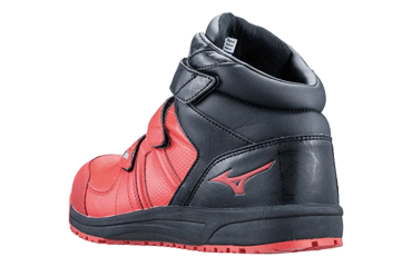 ミズノ 安全靴 F1GA190262 レッド x ブラック 製品図面