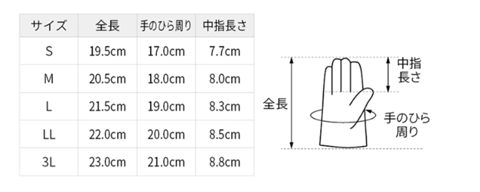 シモン 豚革手袋 PL-160 (甲部/ポリエステル) 製品規格