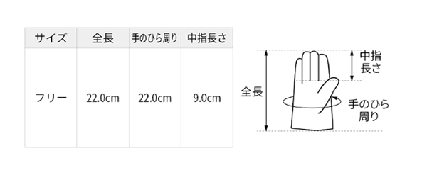 シモン 豚革手袋 PL-714 (袖無しタイプ) 製品規格