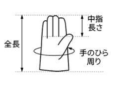 シモン 豚革手袋 豚白 PL-718 (袖口マジック止め式)(掌部/豚革当て付き) 製品図面