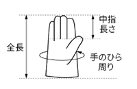 シモン 牛本革手袋 CG-714 (袖無し・親指/丸指型) 製品図面