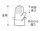 シモン 牛本革手袋 CG-717 (袖口/マジック止め式) 製品図面