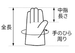 シモン 牛本革手袋 AZG-202 (掌部/本革当て付き・袖口/マジック止め式) 製品図面