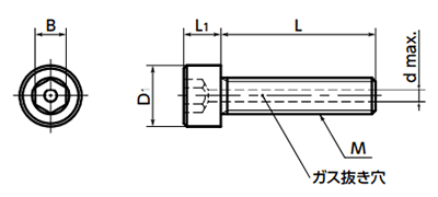 チタン (TB340C 2種) エアー抜き 六角穴付きボルト SVST(NBK製) 製品図面
