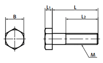 ステンレス(二相鋼) 六角ボルト(高強度、高耐食) (SNHDS 製品図面