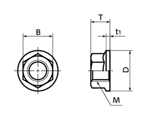 チタン製 フランジナット セレート無し(ベタ)(SHNT-F)(NBK製) 製品図面
