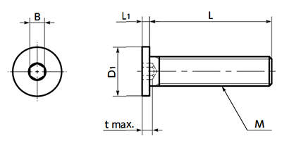 チタン (TW340 2種) 六角穴付き極低頭ボルト(キャップスクリュー)(SSHT)(NBK製) 製品図面