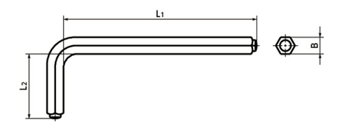 L形六角レンチ(六角棒スパナ)(SLP専用)(SKP)(NBK製) 製品図面