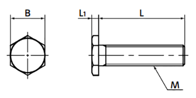 ステンレス(SUS304相当) 極低頭六角ボルト(全ねじ) SNHS-LH 製品図面