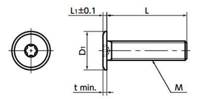 アルミニウム合金(A5056) ヘクサロビュラ穴付き 超極低頭ボルト(超極低頭TRX CAP) SETA 製品図面