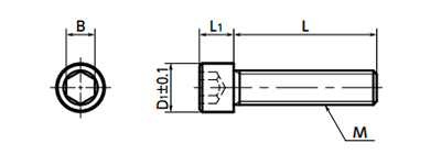 ステンレス SUSXM7 六角穴付き小頭ボルト(キャップスクリュー)(SNSS-SD)(10本入)(NBK製) 製品図面