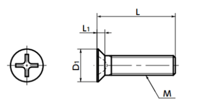 鉄(+)皿頭 小ねじ 小頭 (SNF-SD-TZB/小袋入り)(NBK製) 製品図面