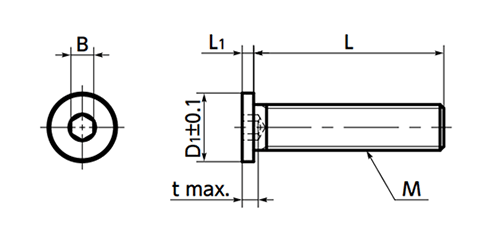 鋼 10.9 六角穴付き極低頭小頭ボルト(キャップスクリュー/無電解Ni)(SSH-SD-EL)(10本入)(NBK製) 製品図面