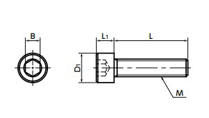 ステンレス SUSXM7六角穴付きボルト(精密機器用/微細 ねじ)(SNSS-M/小袋入り)(NBK製) 製品図面