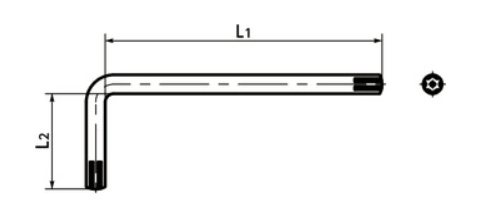 ヘクサロビュラ穴付きいたずら防止ねじ(ピンつき)用レンチ(SRX)(NBK製) 製品図面