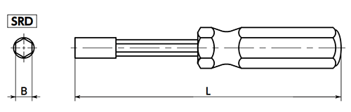 スリーロブ穴付きボタンボルト/ピン付(SRSAS)専用ドライバー(SRD)(NBK製) 製品図面