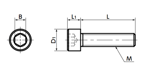 ステンレス 六角穴付きボルト(キャップスクリュー)(細目)(SNSS-M-P)(NBK製) 製品図面