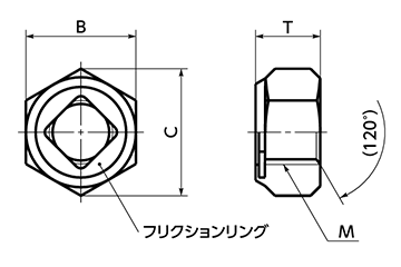 ステンレス ゆるみ止めナット (ガラス繊維強化ポリアミド)(SWUS/小袋入り)(NBK製) 製品図面