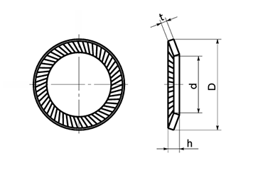 鉄 リブドロックワッシャー(緩み止め用)(SWR/小袋入り)(NBK製) 製品図面