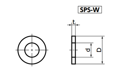 PPS(ポリフェニレンサルファイド) 平座金 (丸ワッシャー)(SPS-W/小袋入り)(うす茶)(NBK製) 製品図面