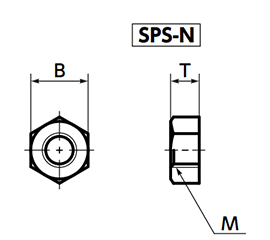 PPS(樹脂製) 六角ナット (SPS-N/小袋入り)(うす茶)(NBK製) 製品図面