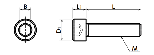 レニー(高強度ナイロン)六角穴付きボルト(キャップスクリュー)(SPA-M-C)(黒色)(NBK製) 製品図面