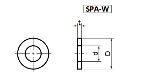 レニー(高強度ナイロン) 丸型平座金 (丸ワッシャー)(SPA-W/小袋入り)(アイボリー色)(NBK製) 製品図面