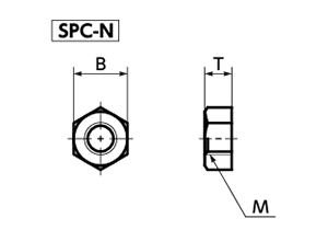 ポリカーボネート 六角ナット (SPC-N-VA/ばら単位)(透明)(NBK製) 製品図面