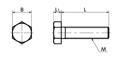 PVDF(樹脂製) 六角ボルト (SPV-H/小袋入り)(乳白)(NBK製) 製品図面