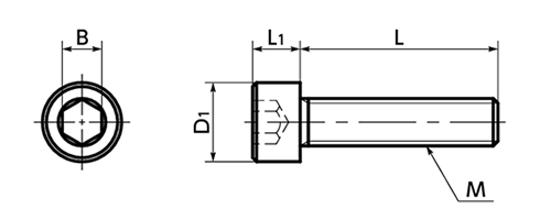 PVDF (樹脂製) 六角穴付きボルト(キャップスクリュー) (SPV-C/小袋入り)(乳白)(NBK製) 製品図面