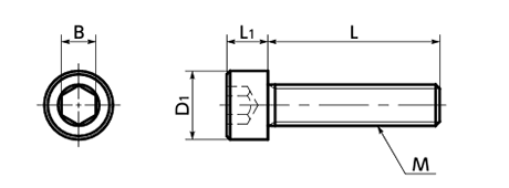 ピーク樹脂製(導電性PEEK) 六角穴付きボルト(キャップスクリュー)(SPEC-C)(黒色)(NBK製) 製品図面