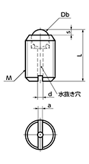 ポリアセタール(樹脂製) ボールローラ (セットスクリュータイプ)(BRUSN-N)(白色)(NBK製) 製品図面