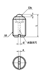 ピーク(樹脂製) ボールローラ (セットスクリュータイプ)(BRUSP-P)(うす茶色)(NBK製) 製品図面