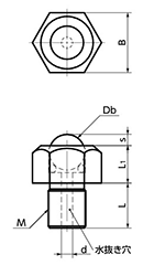 ポリアセタール(樹脂製) ボールローラ (六角ボルトタイプ)(BRUHN-N)(白色)(NBK製) 製品図面