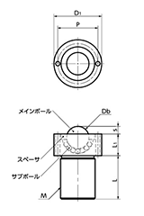 ステンレス ボールローラ (丸ボルトタイプ)(メインボール/SUS440C)(BRUCS-S)(NBK製) 製品図面